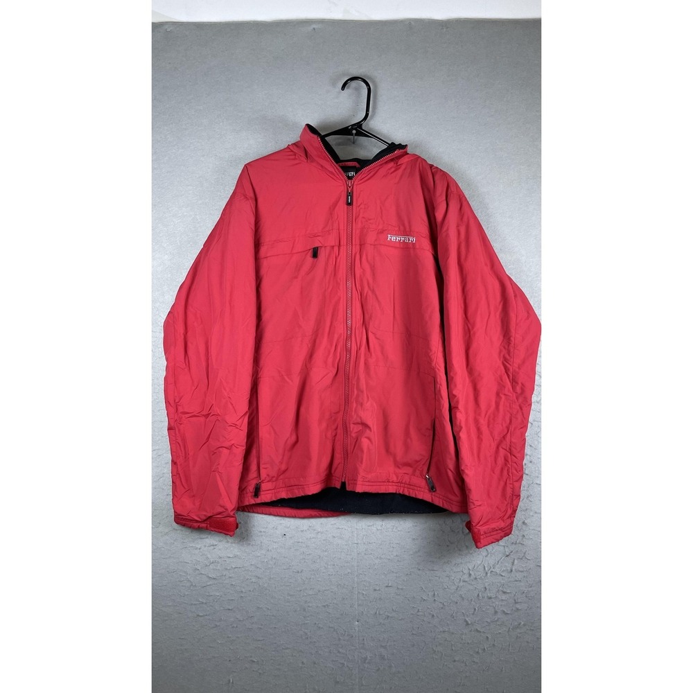 Ferrari Jacket Mens Medium‎ Red Racing Formula 1 Hooded Full Zip Fleece Logo